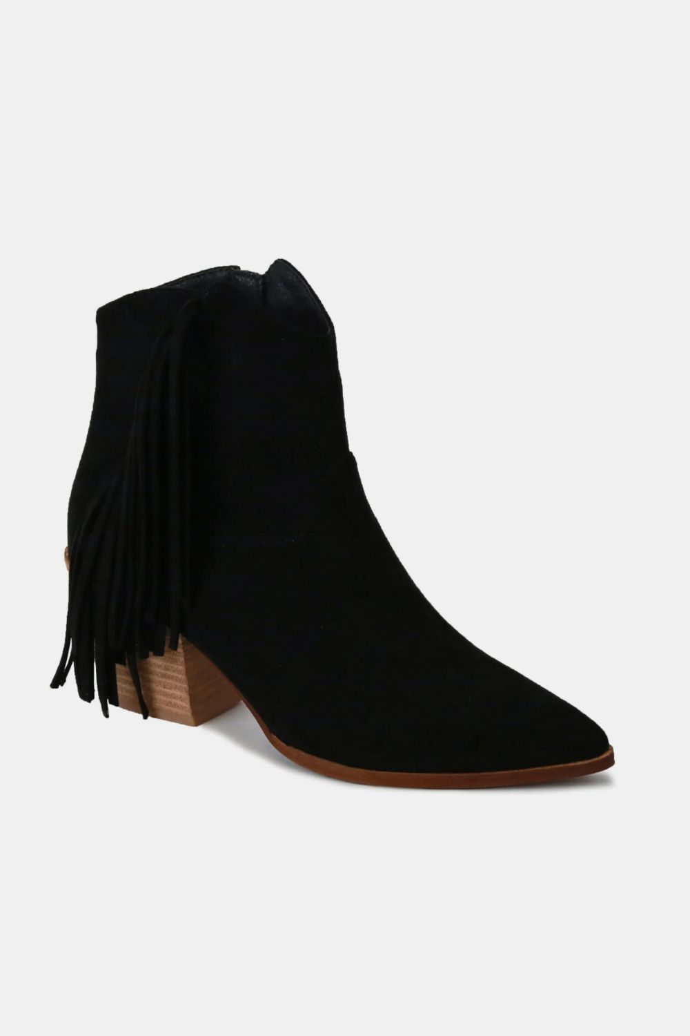 Aura Stylo - Beast Fashion Suede Fringe Point Toe Ankle Boots