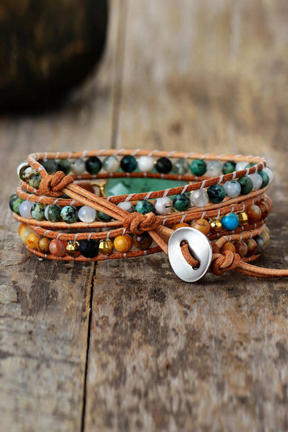 Aura Stylo - Natural Stone &amp; Agate Layered Bracelet