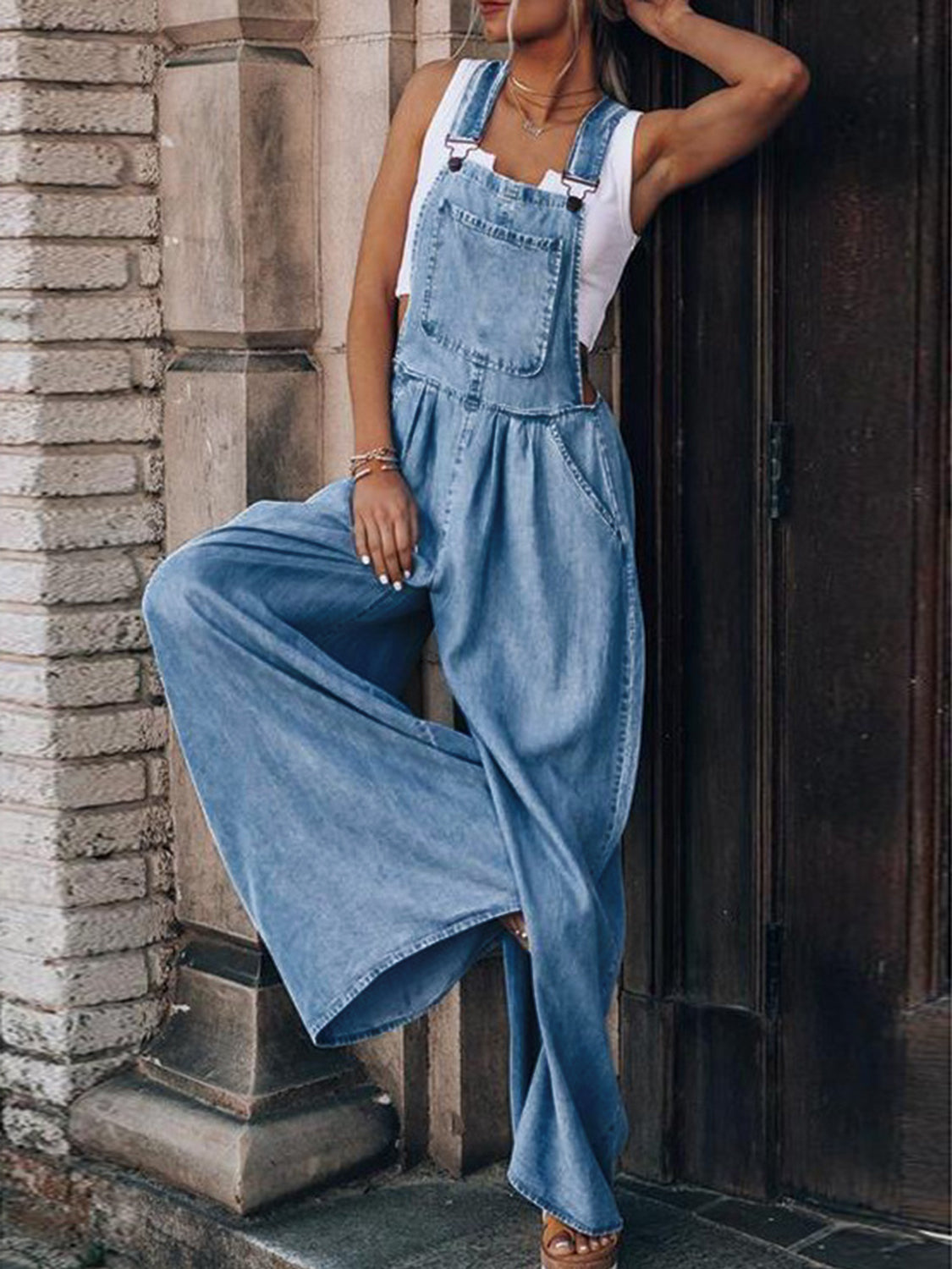 Trendy Wide Leg Denim Overalls