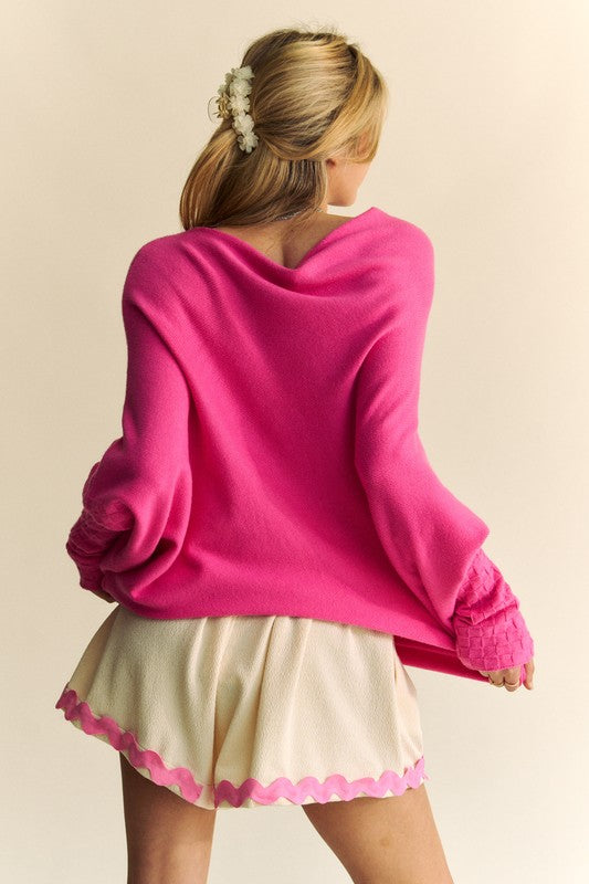 Davi &amp; Dani Solid Color Batwing Sleeve Sweater