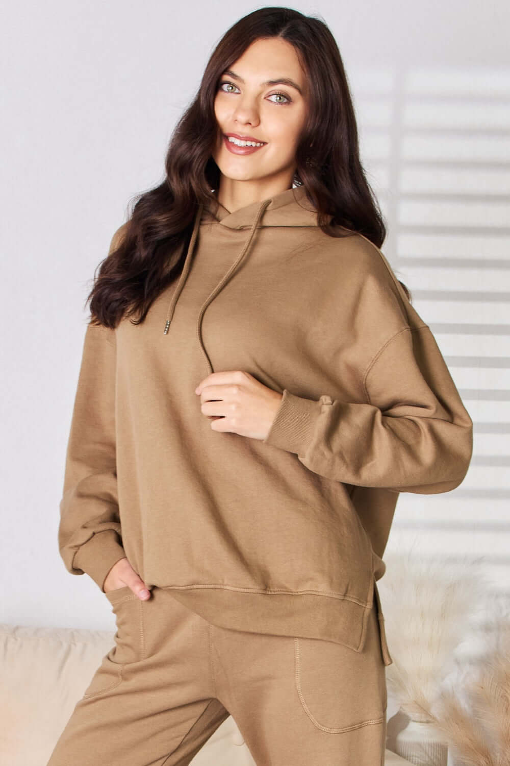 Aura Stylo - RISEN Drawstring Drop Shoulder Long Sleeve Hoodie