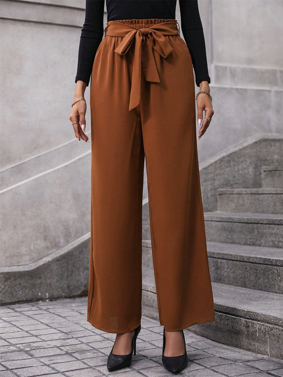 Aura Stylo - Tied Wide Leg Pants