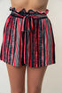 Aura Stylo - White Birch Full Size High Waisted Striped Shorts