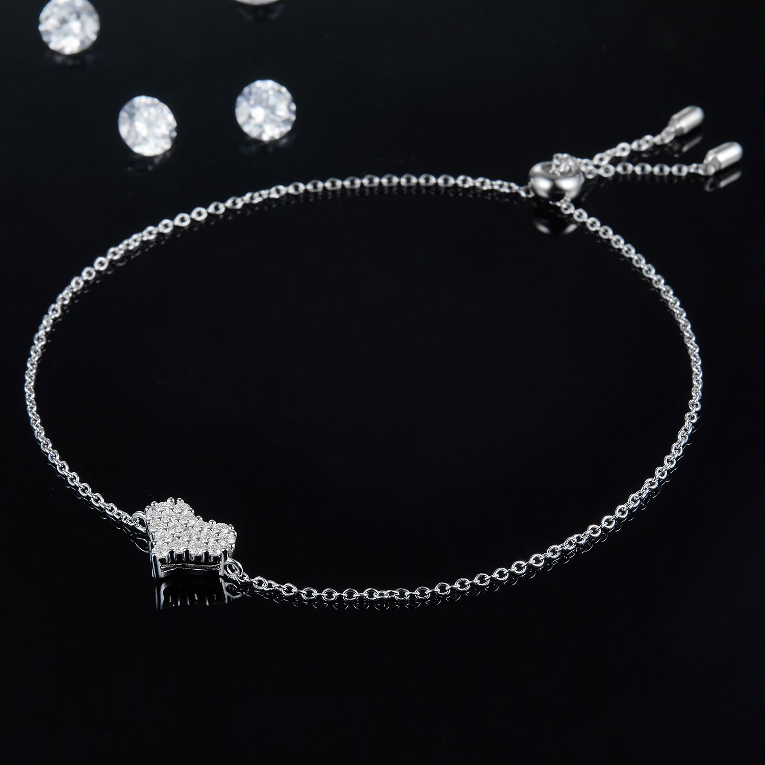 Aura Stylo - Moissanite 925 Sterling Silver Heart Bracelet